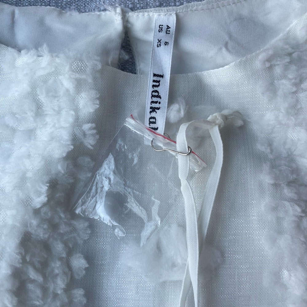 Cream Textured Ruffle Mini Dress - Picture 5 of 7